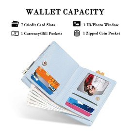 SNCCJ Cute Wallets for Women, Bifold RFID Blocking Small Womens Wallet with Zipper Coin Pocket, Duck Blue, Fashion
