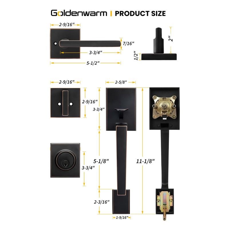 goldenwarm Oil Rubbed Bronze Front Door Handle and Deadbolt Set,