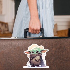 SW Cute Standing Grogu Sticker Decal Notebook Car Laptop 5.5"x5.5" (Color)