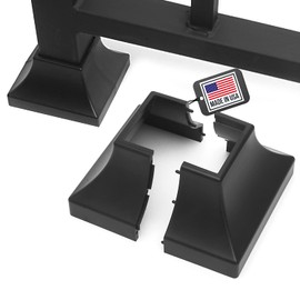 Simshoe Deck Post Base Cover – Durable, Snap-Together Shoe Base Instantly Transforms Hand & Stair Rail Feet – Porch, Stair & Deck Base Brackets Covers – UV-Resistant ABS Plastic (Black)