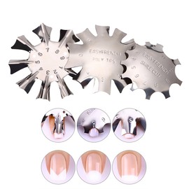 WOKOTO 3pcs Easy French Smile Line Gel Cutter Tool Staniless Steel C-Shape Manicure Edge Trimmer Diy Plate Module (3 Patterns)
