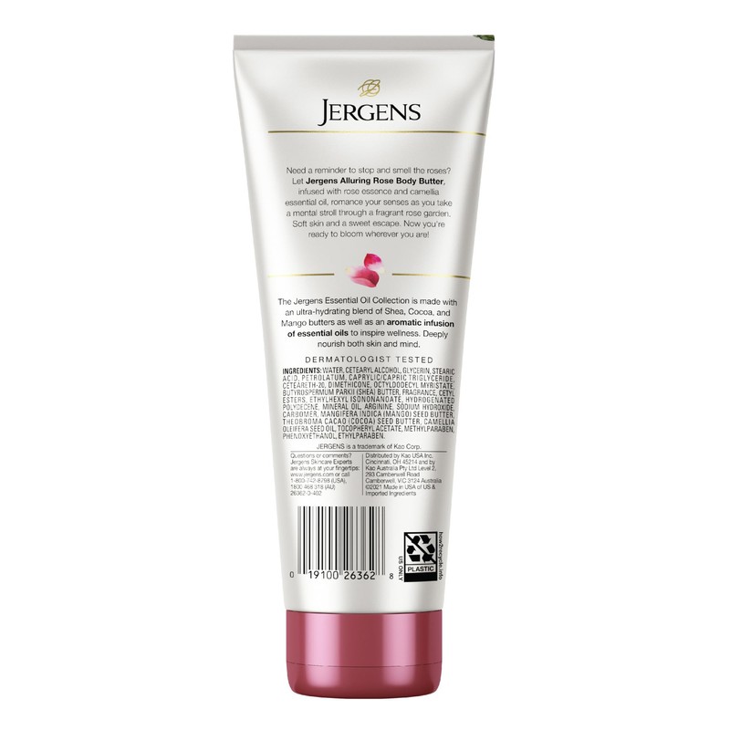 Jergens Rose Body Butter Lotion, Hand and Body Moisturizer with
