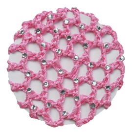 Ponytail Holder with 30 Rhinestones For Womens 3, 4, 5, 6 PCs Same Color Set (5 PCs Set, Pink)