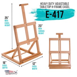 U.S. Art Supply Venice Heavy Duty H-Frame Tabletop Easel - Artist Studio Desktop Drawing Table, Portable Drafting Table, Adjustable Art Board, Tabletop Easel for Painting, Holds Up to 23" Canvas