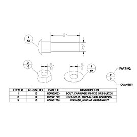 Boss Part # BAX00096 - (10ft) 5/8 in. Cutting Edge Bolt Kit