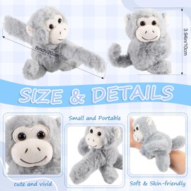 Liliful 8 Pack Kids Gifts Stuffed Animal Cat Slap Bracelets, First Day Back to School 8 Inch Plush Wrist Cute Snap Bracelet Birthday for Boys Girls Child Bulk Item Pet Adoption Party Favors(Monkeys)