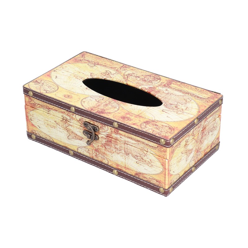 Tissue Box Organizer Composite Wood Leather Rounded Edges Premium Texture