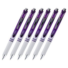 Pentel EnerGel Deluxe RTX Pearl Retractable Rollerball Gel Pen, 0.7mm, Medium Point, Violet Bundle of 6 (BL77PWV)