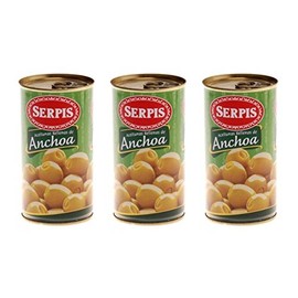 Serpis Anchoa Olives Spanish Green Olives Stuffed With Anchovy 150 gram (Pack of 3)