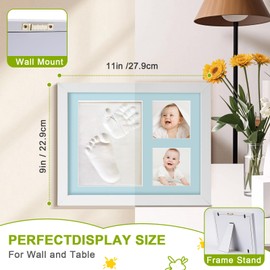Baby Footprint and Handprint Clay Kit, Baby Gifts,child Photo Frame Kit, Photo Framed Pictures for Newborn,Newborn Registry and Registry Nursery Decor(grey)