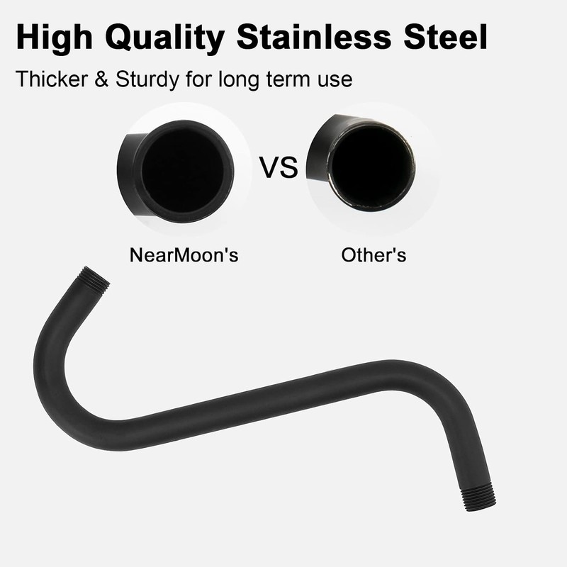 NearMoon S Shaped Shower Head Riser Pipe, Shower Extender Arm