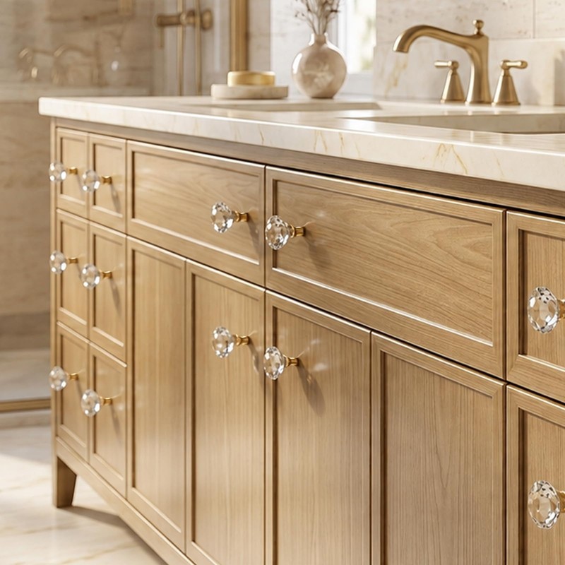 POZEAN 6 Pack Gold Tapered Diamond Cabinet Knobs, Clear Gold