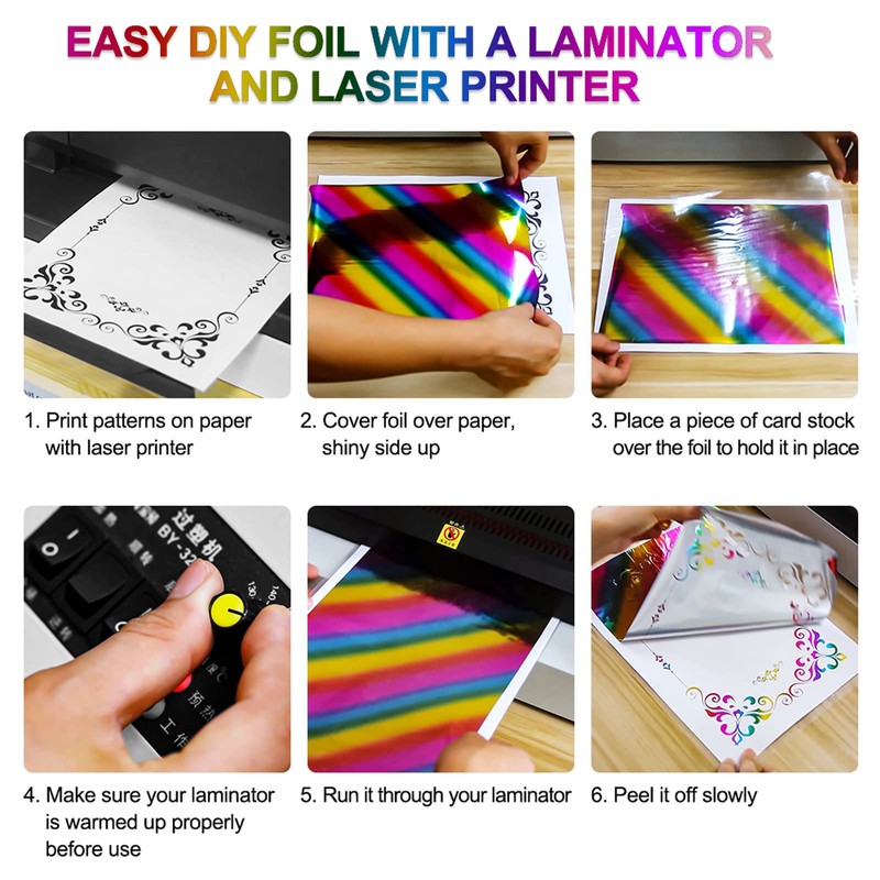 50 Pieces Toner Reactive Foil for Laminator, 20x29cm/7.9x11.4inch Foil Paper