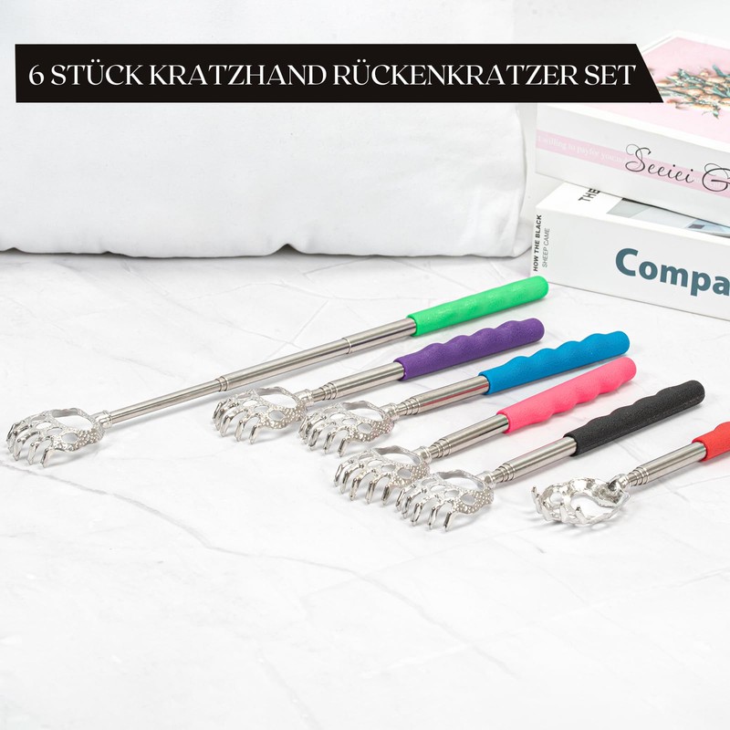 Pack of 6 Back Scratchers, Scratching Hand Back Scratcher Telescope