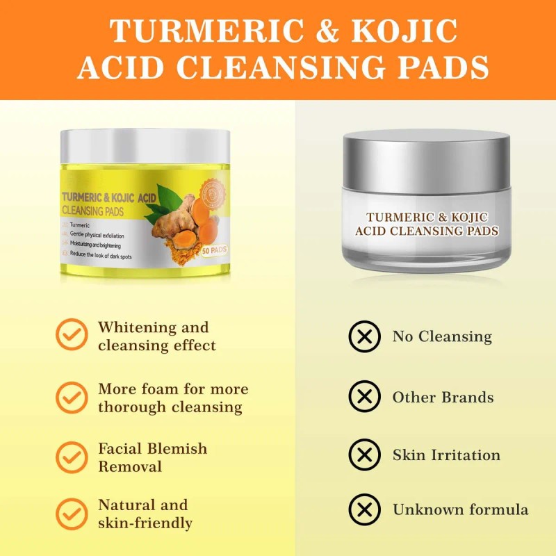 Almohadillas Limpiadoras Kójicas De Cúrcuma Para Rostro Y Cu