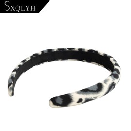 SXQLYH Headband Padded Leopard Print Fabric Headband - Headband Padded Women - Hair Accessories Fabric Hair Band Headbands Wide Padded Headband for Women Girls (Grey, 2.2 cm)