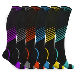 Extreme Fit Sport Compression Socks for Men and Women Knee High - made for running, athletics, pregnancy and travel - 6 Pair