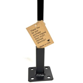 Anvil Repair 1" Rusted Out Black Iron Step Railing Posts 4" Mount No Welding Slips Inside Rails one inch Square Hollow Post Handrail Bracket w/ 3" Square Base Plate Black Paint w Concrete Anchors