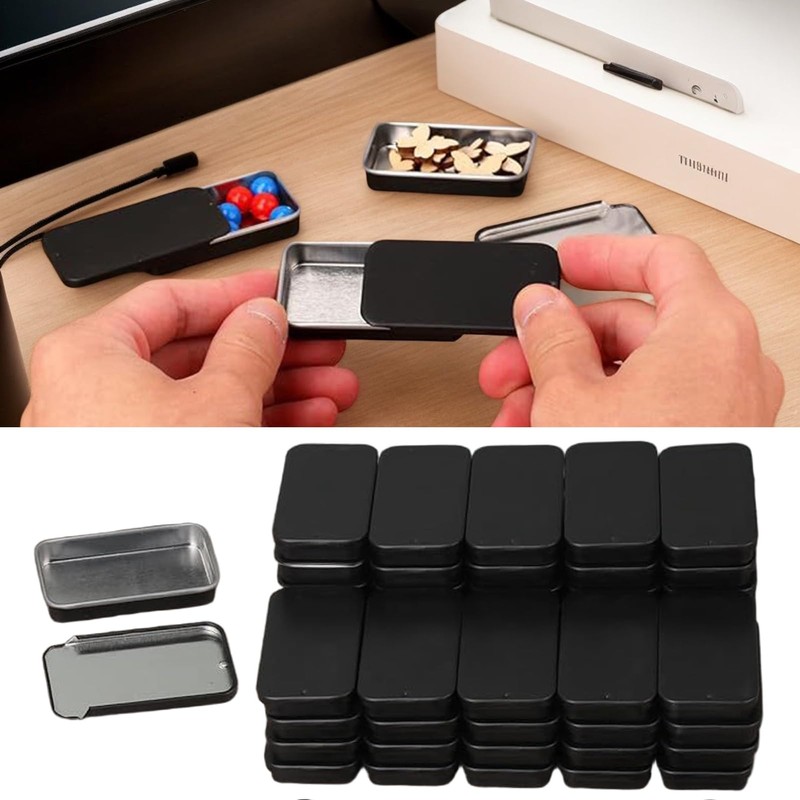 Small Tins with Lids,Rectangular Metal Cans | Multifunctional Tins with
