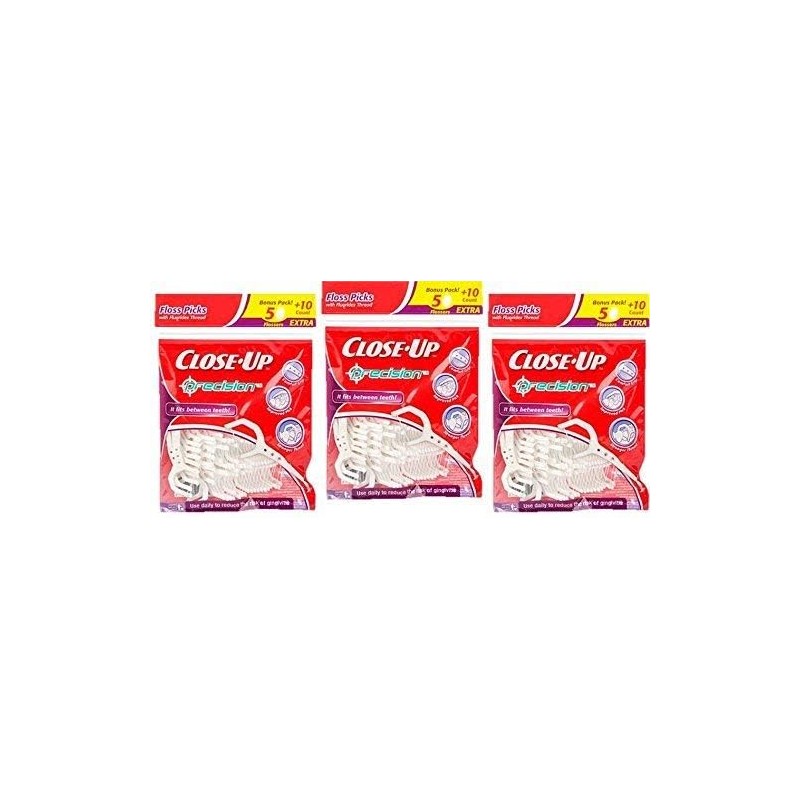Close-Up Precision Floss Picks 60 Ct, Pack of 3 (180