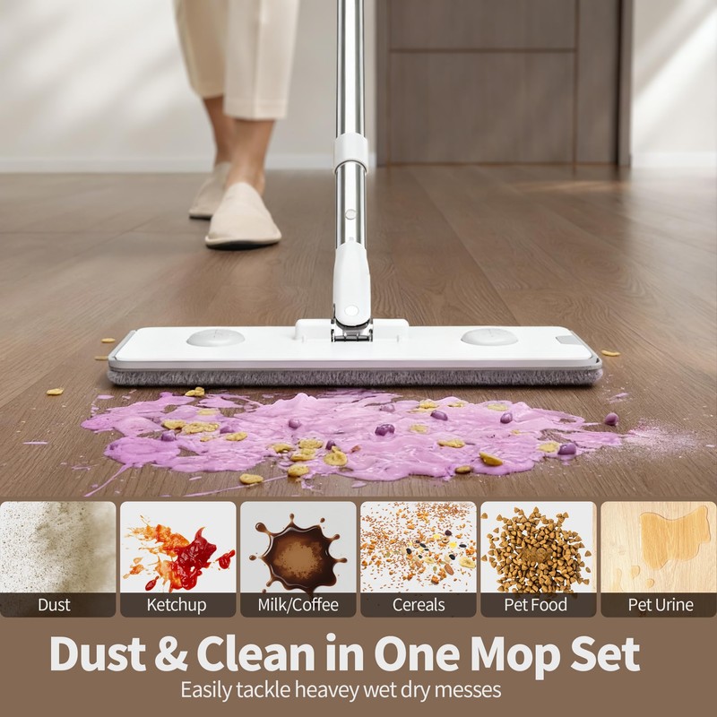 POPMOP Mop and Bucket Set, Flat Mop and Bucket System,