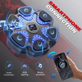 SPIEEK Music Boxing Machine with 9 Speeds & Modes for Adults, Boxing Machine Wall Mounted Music with Gloves, Smart Connection, Gloves for Home and Gym, Training Machine with Electronic(Black)