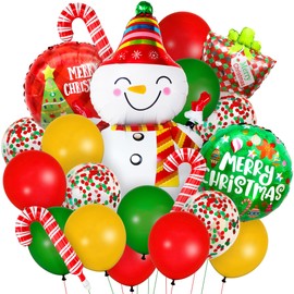 KatchOn, Christmas Snowman Balloons Set - 43 Inch, Pack of 23 | Christmas Foil Balloons for Christmas Balloons Decorations | Candy Cane Balloons for Christmas Decorations | Christmas Party Decoration