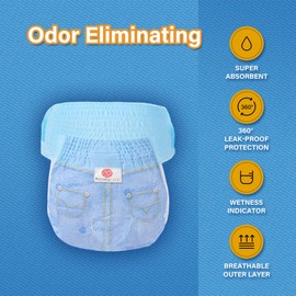 Honeycare Female Dog Diapers, Disposable Diapers for Female Dog with Stretchy Waist, Dog Pull-Ups for Easy wear, Dogs in Heat Period Super Absorbent Leak-Proof Doggie Diapers, Size Small, 30 Count