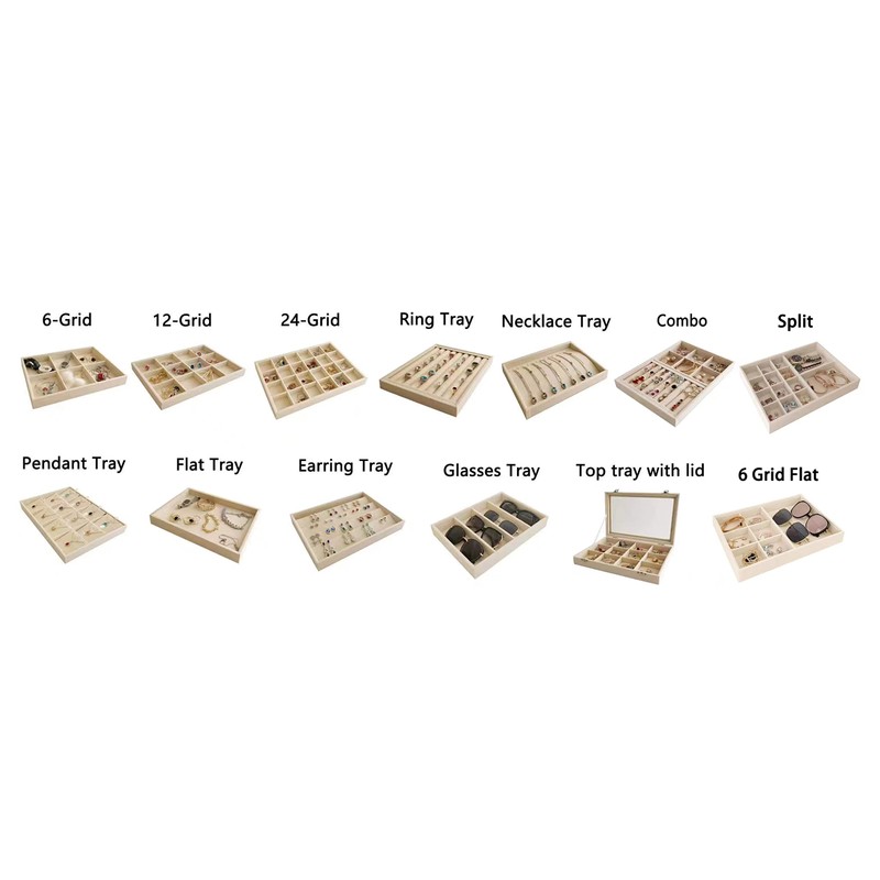 Svea Display Premium Grade Beige Velvet Jewelry Organization Tray for