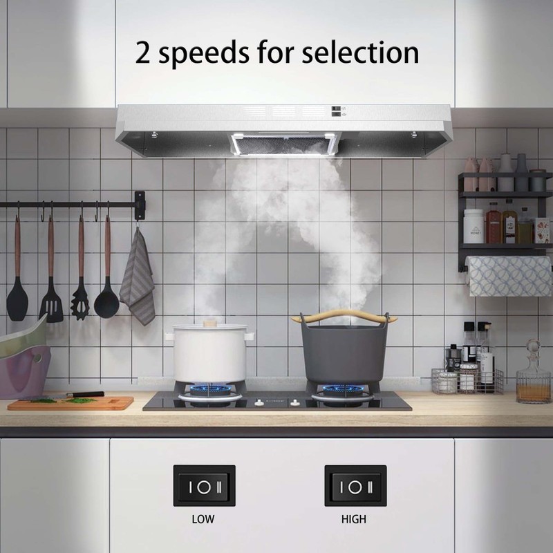 SNDOAS 30 inch Range Hood Ducted/Ductless Convertible Stainless Steel Range