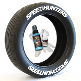 Tire Stickers SpeedHunters - DIY Permanent Rubber Tire Lettering Kit with Glue & 2oz Bottle Touch-Up Cleaner / 17-18 Inch weels / 1.50 Inches/White 8 Pack