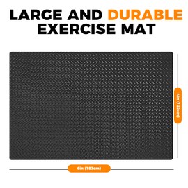 4x6ft Gym Floor Mat 10mm Thick - Large TPE/NPE Foam Workout Mat for Home Gym, Garage Floor, Yoga & Exercise - Non-Slip Eco-Friendly Fitness Mat (Black)