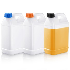 Ziliny Plastic Jug with Lids Square Empty Storage Containers Plastic Jar Containers for Water Sauces Soaps Detergents Liquids Cleaning Solutions (1 Gallon,Translucent Color with Different Lids,3 Pcs)