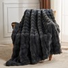 Lotus Karen Faux Fur Blanket Dark Gray Twin Size -