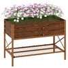 Outsunny Raised Garden Bed with Galvanized Steel Frame, Storage Shelf