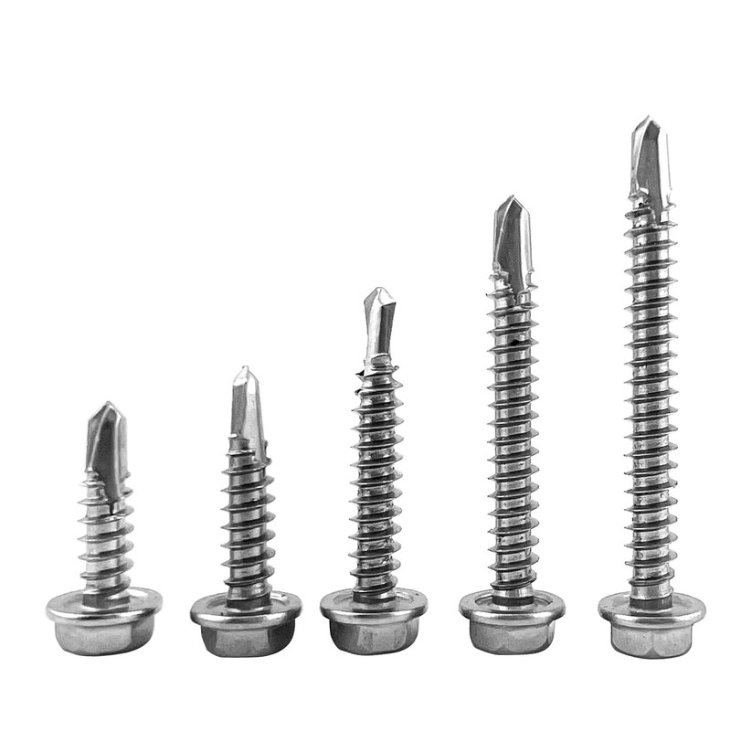 MateIJS (100PCS)#8x2 Self Drilling Screws, 410 Stainless Steel Hex Washer