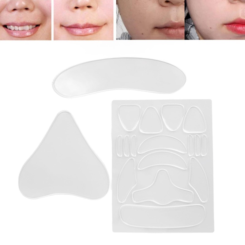 18pcs Reusable Wrinkle Pad Silicone Soft Portable Forehead Face Neck