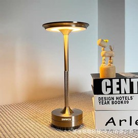 SMMCK Cordless Table Lamps Rechargeable, Portable 5200mAh Battery Operated Lamp, 3 Color Stepless Dimming LED Table Light with Memory Function, for Outdoor/Dinner/Patio/Restaurant.(Gold)