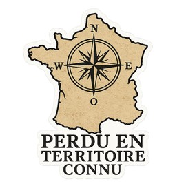 Faded French Map with Compass Colonial-era Graphic Sticker (2.5" x 3.25")