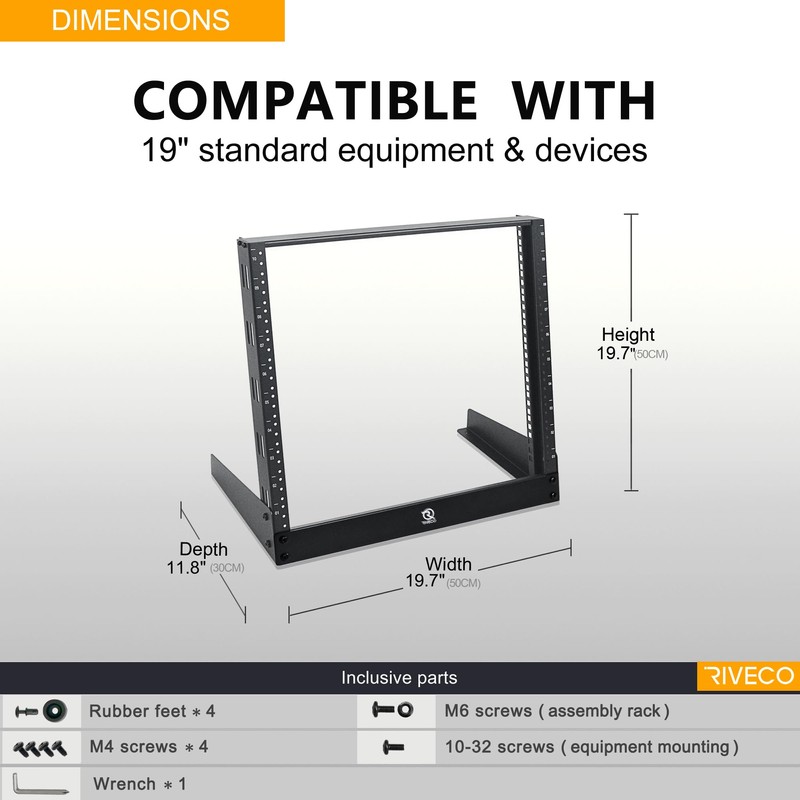 RIVECO 10U Desktop Rack for Audio & Network Devices 19
