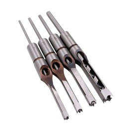 ZONADAH HSS Mortising Chisel Set, 4 Piece Set Woodworking Square Drill Wood Hole Saw with Twist Drill Bit 6.35mm, 7.94mm, 9.5mm, 12.7mm(1/4", 5/16", 3/8", 1/2"))