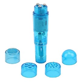 Finever Small Mini Massager Portable Pen for Body Face, Neck, Head,Back Massage with 4 Heads (1PC Blue)