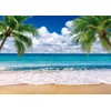 SJOLOON Summer sea Backdrop Tropical Beach Plants Photo Backdrop Hawaiian