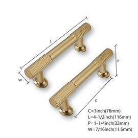 CABDM 2 Pack 3inch(76mm) Center to Center Champagne Bronze Cabinet pulls Solid Heavy-Duty Kitchen Cabinet Handles Drawer Pulls Cupboard Hardware for Cabinets
