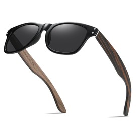 KCOWYIOP Wooden Polarised Sunglasses Men Women Mirrored Original UV400 Protection S8001, 8001de/Black