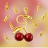HOLINSE Cherry Bag Charm, Cherry Keychain,Initial Square Charm, 18K Gold