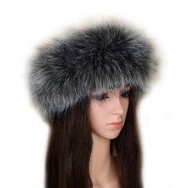 ZOSCGJMY Faux Fur Headband for Women Winter Hat Earwarmer Warm Cap (Dark Grey, One Size)