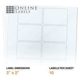 2 x 3 Clear Gloss Rectangle Labels - Pack of 1000 Transparent Glossy Labels, 100 Sheets - Laser Printer - Online Labels