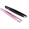 soleilx Professional Eyebrow Tweezers Set (2 Pieces Black + Pink)