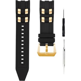 unilabo 6977 6981 Rubber Watch Band Compatible for Invicta Pro Diver 6977 6978 6981 6983 6984 6986 6991 6996 26mm Silicone Strap Replacement for men and women wirst watchband (Black Golden Buckle)